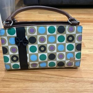 Original Miche Classic Base Bag in Brown with polka dot shell